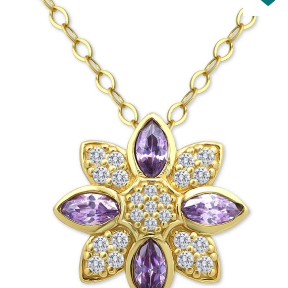 Giani Bernini Cubic Zirconia Marquise & Pave Flower Pendant Necklaces